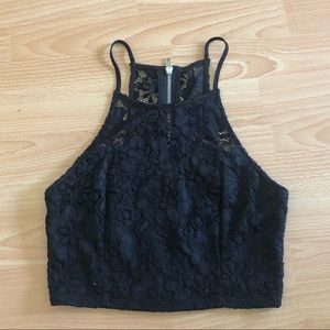 Black cropped halter top